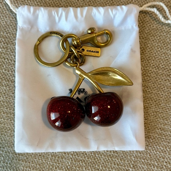 Coach Accessories - Coach Red Cherry Keychain with Gold Details